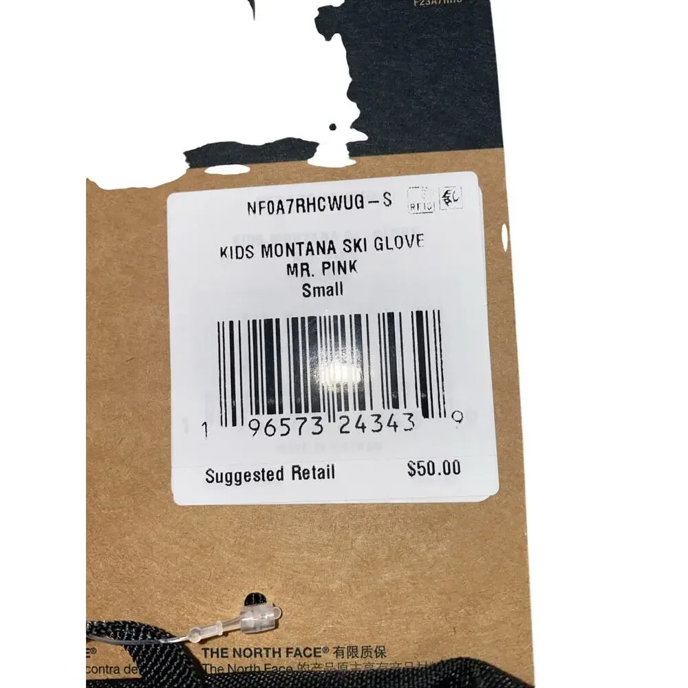 The North Face Kids Montana Ski Glove Mr Pink Sz Small NWT Warmest Dryvent Etip